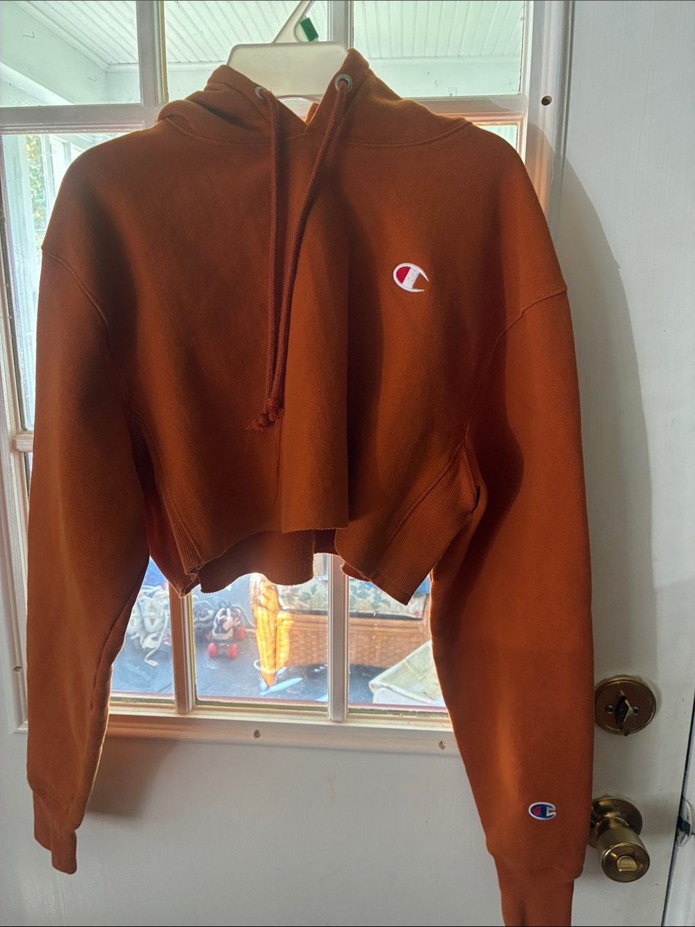 Champion Women's Cropped Hoodie Sweater - Rust
